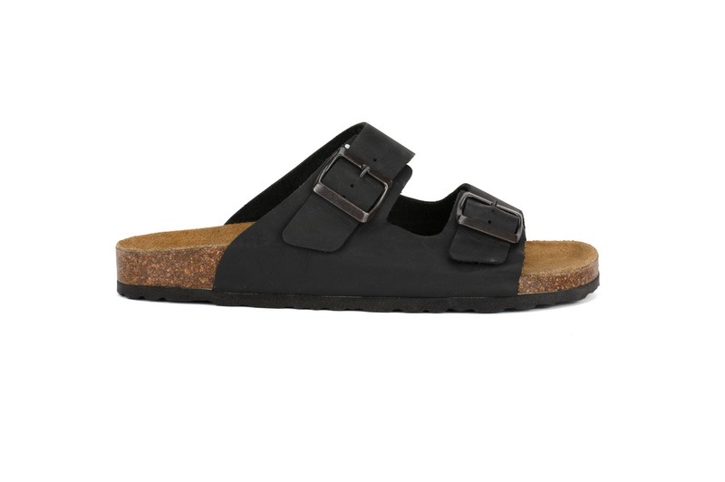 Relax Shoe Ανδρικά Δερμάτινα Μαύρα Σανδάλια Slides